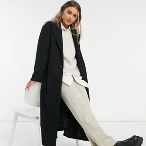 Monki Black Oversized Wool-Blend Coat